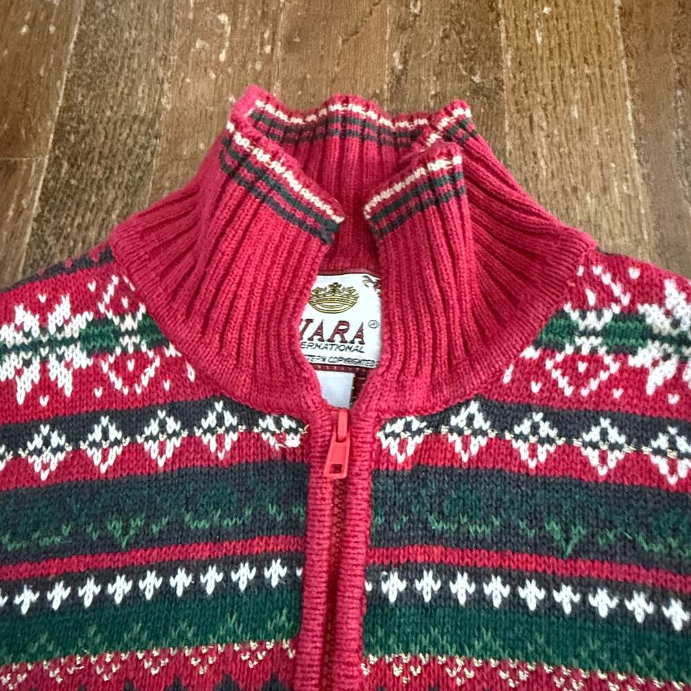 Vintage 2002 Tiara International Christmas Trees & Snowflakes Full Zip Fair Isle - Picture 3 of 4